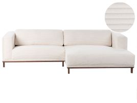 LINFORDEN Corduroy Fabric 4 Seatrer L Shaped Corner Sofa - Light Beige, Right Hand Facing