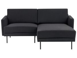 Left Hand 2 Seater Fabric Corner Sofa Black BREDA