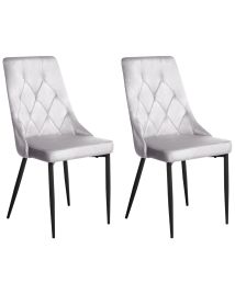 FAVERDON Velvet Dining Chairs - Set of 2 - Grey
