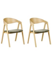 Set of 2 Dining Chairs YUBA Wood Dark Green