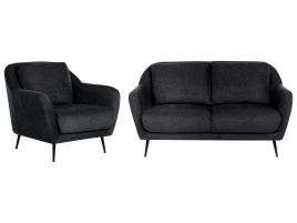 CLIFTONWELL Chenille Fabric 2 Seater Sofa and Armchair Sofa Set - Black