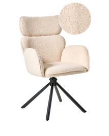 CHELMERE Boucle Fabric Swivel Dining Chair - Light Beige