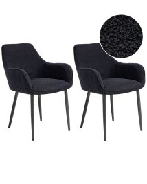 FRESHMERE Boucle Fabric Dining Chairs - Set of 2 - Black