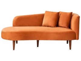 Right Hand Velvet Chaise Lounge Orange CHAUMONT