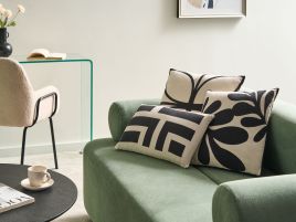 PANUFA Cotton Decorative Cushions Abstract Pattern Set of 3 - Beige