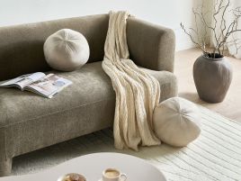 NAPARO Faux Fur Ottoman Pouffe - Light Beige