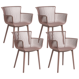 PRSAEO Plastic Garden Chair Set of 4 - Brown