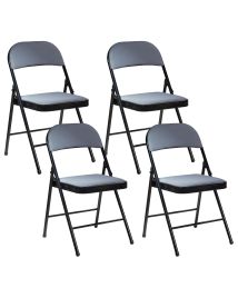 Set of 4 Folding Chairs SPARKS Dark Grey