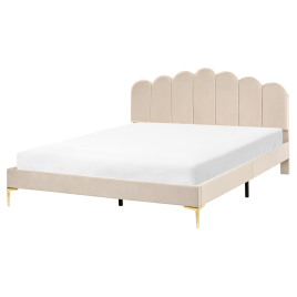 LORYN Kingsize Velvet Bedframe - Beige