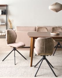 KADUXA Velvet Swivel Dining Chairs Set of 4 - Beige