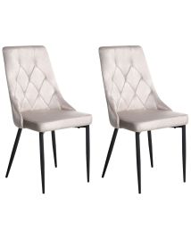 FAVERDON Velvet Dining Chairs - Set of 2 - Beige