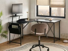 FEYARO Foldable Corner Office Desk - Brown