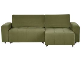 3 Seater Fabric Corner Sofa Bed with Storage Green INNVIK