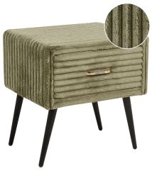 ALFYAT 1 Drawer Bedside Table Corduroy Green