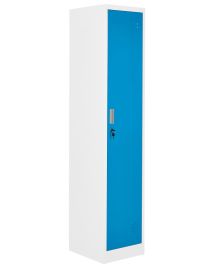 CLARESTON Metal Single Door Office Storage Locker Cabinet - Blue with White
