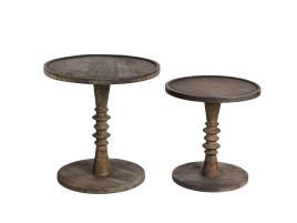 Set of 2 Mango Wood Side Tables Dark THALIA
