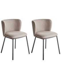 Set of 2 Dining Chairs MINA Fabric Taupe