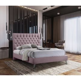 Casana Plush Velvet Bed - Pink in 5 Sizes
