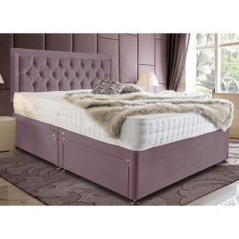 Leeso Divan Plush Velvet Bed - Pink in 5 Sizes