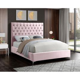 Charleston Plush Velvet Bed - Pink in 5 Sizes