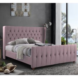 Clarita Plush Velvet Bed - Pink in 5 Sizes