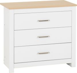 PORTLETHEN White Chest of Drawers - Medium-sized, 3 Drawers