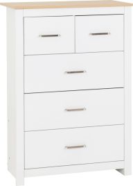 PORTLETHEN White Chest of Drawers - Medium-sized, 5 Drawers