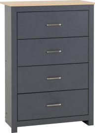 PORTLETHEN Grey Chest of Drawers - Medium-sized, 4 Drawers