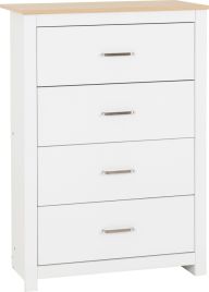 PORTLETHEN White Chest of Drawers - Medium-sized, 4 Drawers
