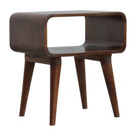 Curved Open Chestnut Bedside Table
