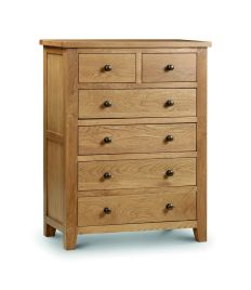 MARCH Oak Finish Chest of Drawers - Medium-sized, 6 Drawers