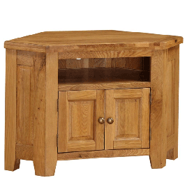 Wycombe Light Oak Finish Corner Entertainment Tv Unit with Storage - Oak