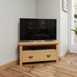 Herman Corner TV Unit - Rustic Oak