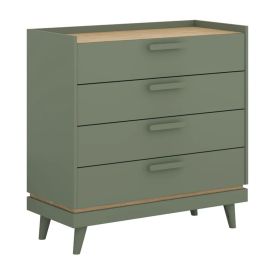 RAVEN Green Chest of Drawers - Medium-sized, 4 Drawers