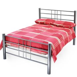 Cuba Hammered Silver Metal Bed Frame - 4ft6 Double