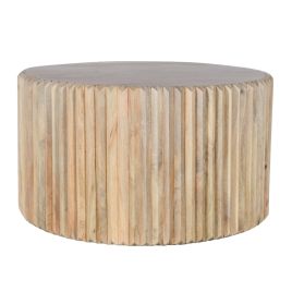 Denise Carved Mango Wood Round Coffee Table - Natural Wood