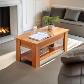 ULVERIS Coffee Table Wooden Table with Shelf and Hidden Compartment - Rustic Brown