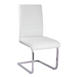 Daxson Set of 4 Chrome PU Dining Chairs - White