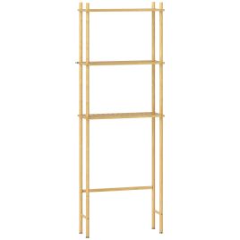 HERON Bamboo Over Toilet Storage Unit Freestanding Bathroom Shelf Natural Wood Finish