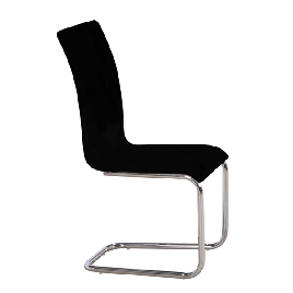 Stoke Leather Effect Chrome Dining Chairs Set of 2 - Black