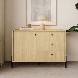 Raven Winx 3 Drawer Sideboard with 1 Doors - Scandi Oak