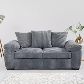 2 Seater Sofa - AMALFI Scatter Back Jumbo Cord Charcoal