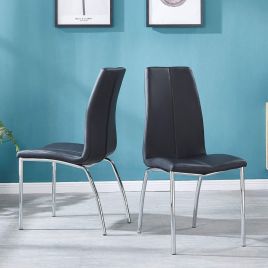 Vaxton Set of 2 PU Chairs with Chrome Legs - Black