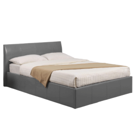 Purbeck Grey Faux Leather Storage Ottoman Bed with Gas Lift - Small Double Bed