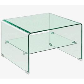 Rochford Clear Glass Lamp Table with Shelf - Square