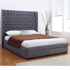 Dorchester High-Appealing Headboard Luxuries Classic Linen Bed Frame in Dark Grey - Double 4ft6