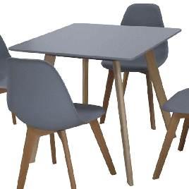 Lynton Small Square Dining Table with Solid Beech Legs - Grey