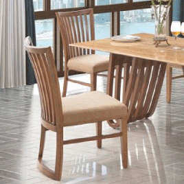 Axminster Set of 2 PU Dining Chairs with Wooden Legs - Natural