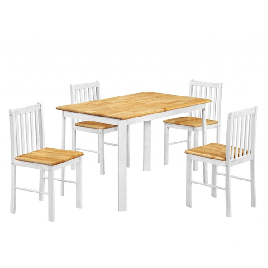 Quaxon Dining Set with 4 Chairs - Natural Oak and White