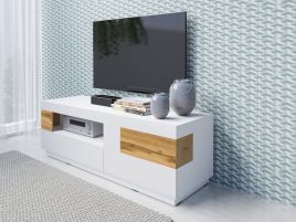 Salamandar 41 TV Cabinet Wotan Oak - White Gloss